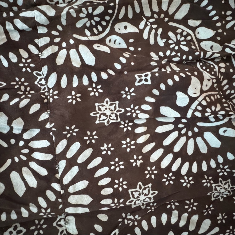 Brown and Teal Asymmetrical A-Line Midi Skirt - Picture 5 of 9